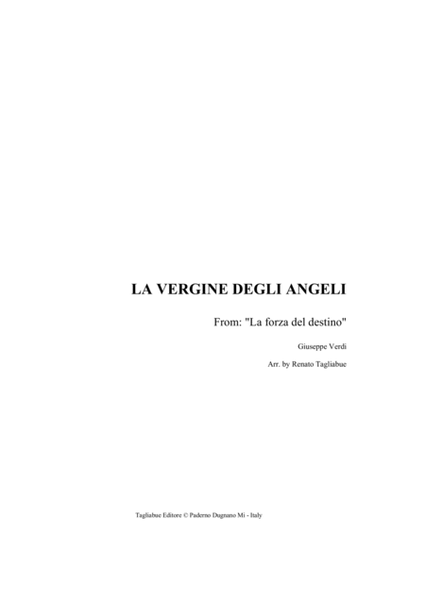LA VERGINE DEGLI ANGELI - Arr. for Organ 3 staff image number null
