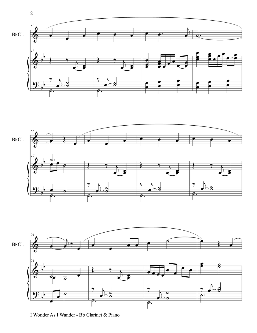 I Wonder As I Wander I Wonder As I Wander Clarinet Solo scores gallery preview page 3