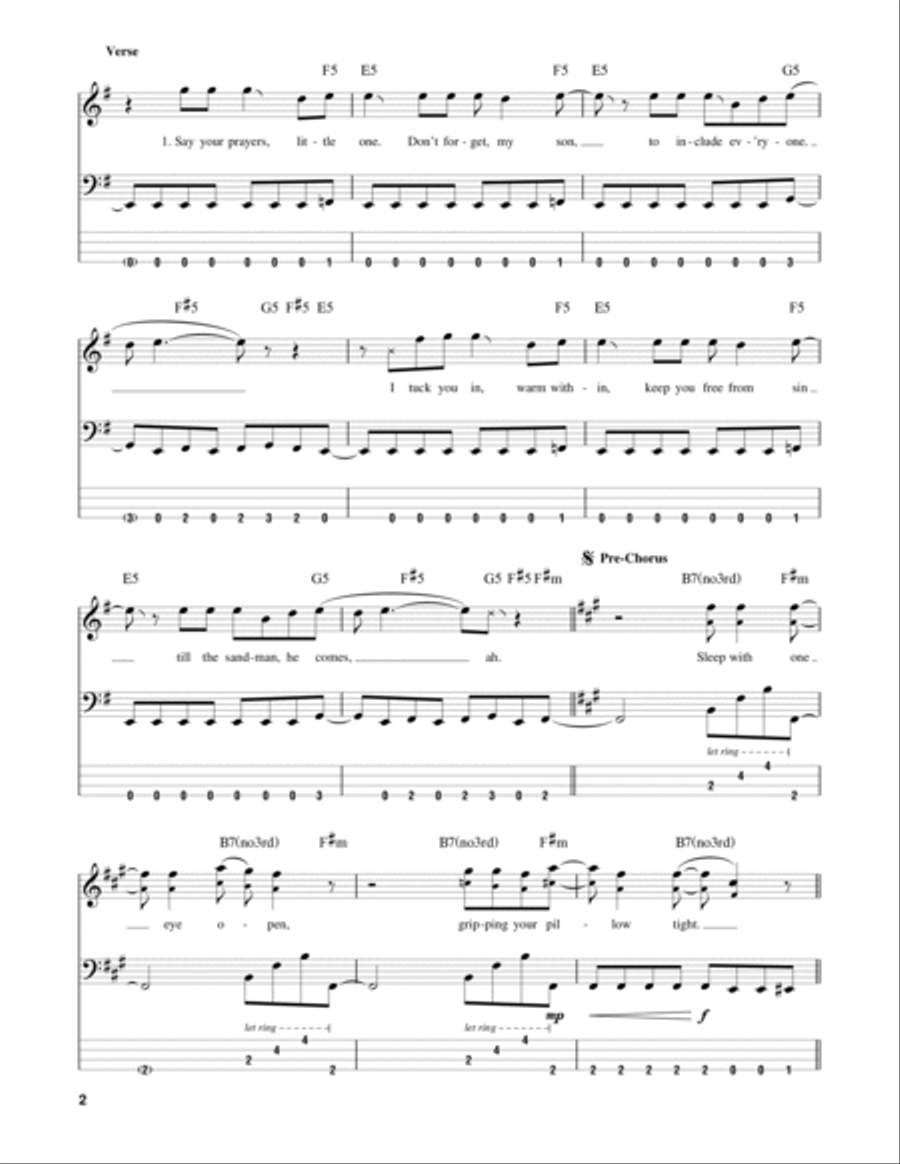 Enter Sandman Guitar Tablature scores gallery preview page 2