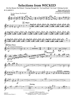 Selections from Wicked (arr. Jay Bocook) - Bb Clarinet 2