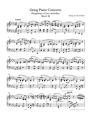 Grieg piano concerto mov't 2 paraphrase
