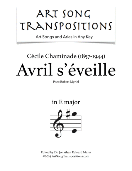 CHAMINADE: Avril s'éveille (transposed to E major)