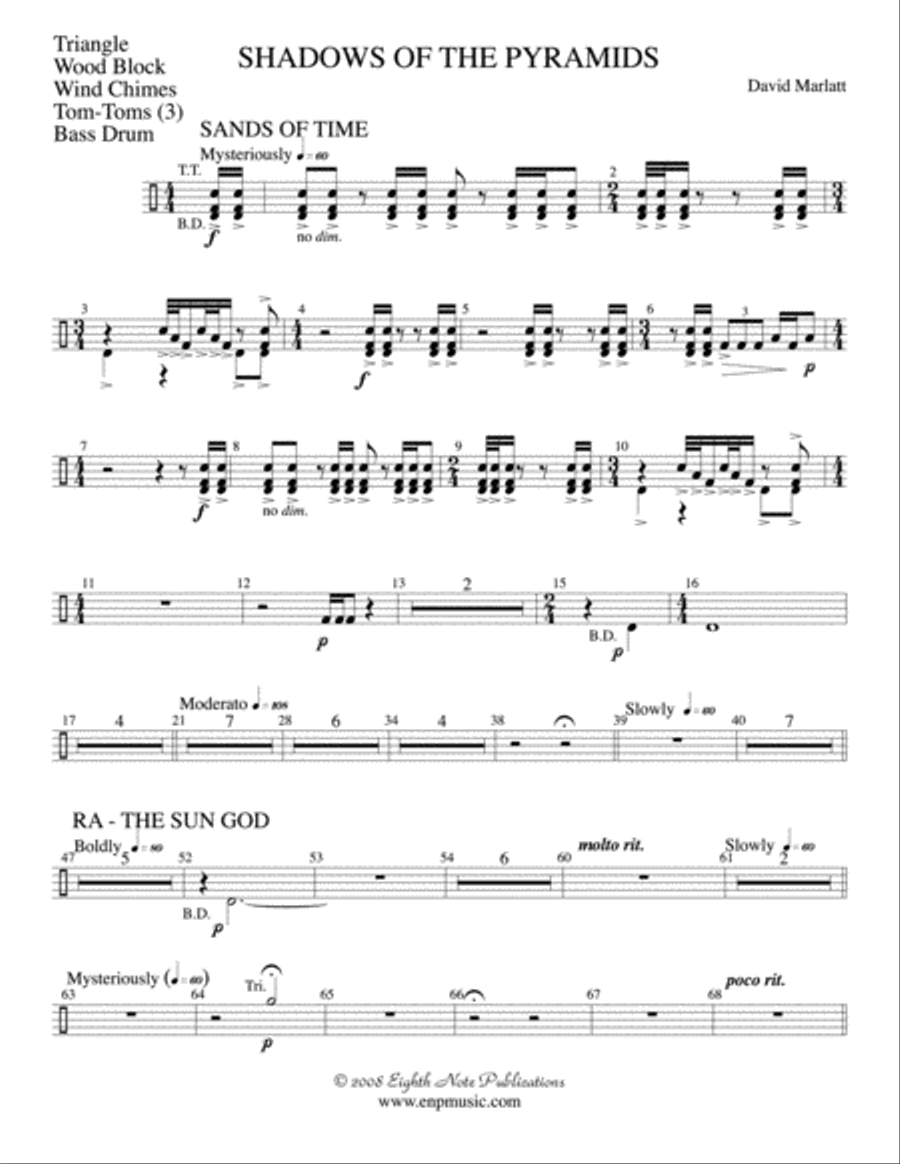 Shadows of the Pyramids: 2nd Percussion Concert Band scores gallery preview page 1