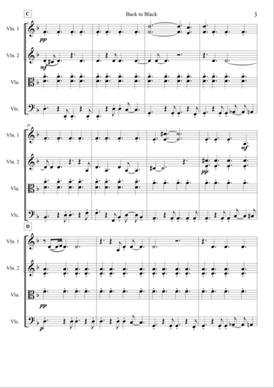 Back To Black String Quartet scores gallery preview page 4