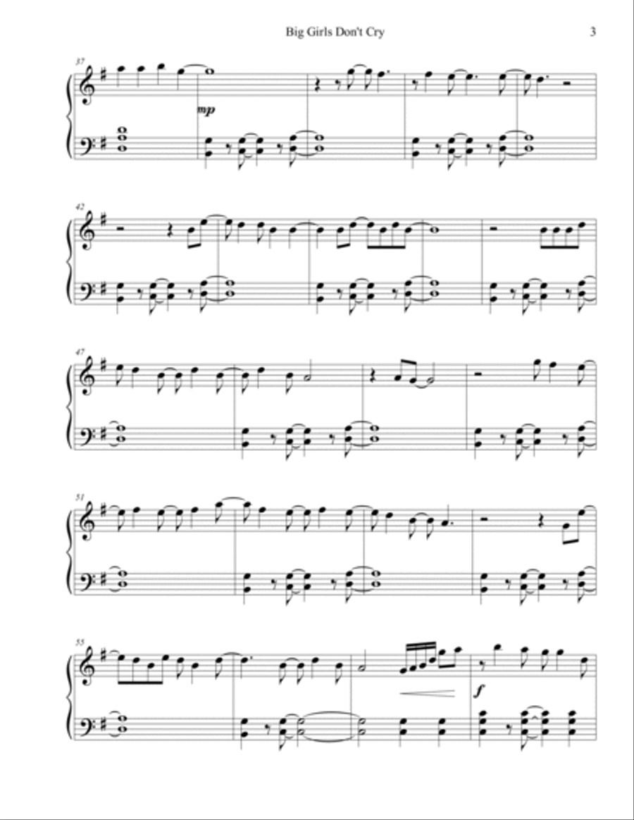 Big Girls Don't Cry Piano Solo scores gallery preview page 3