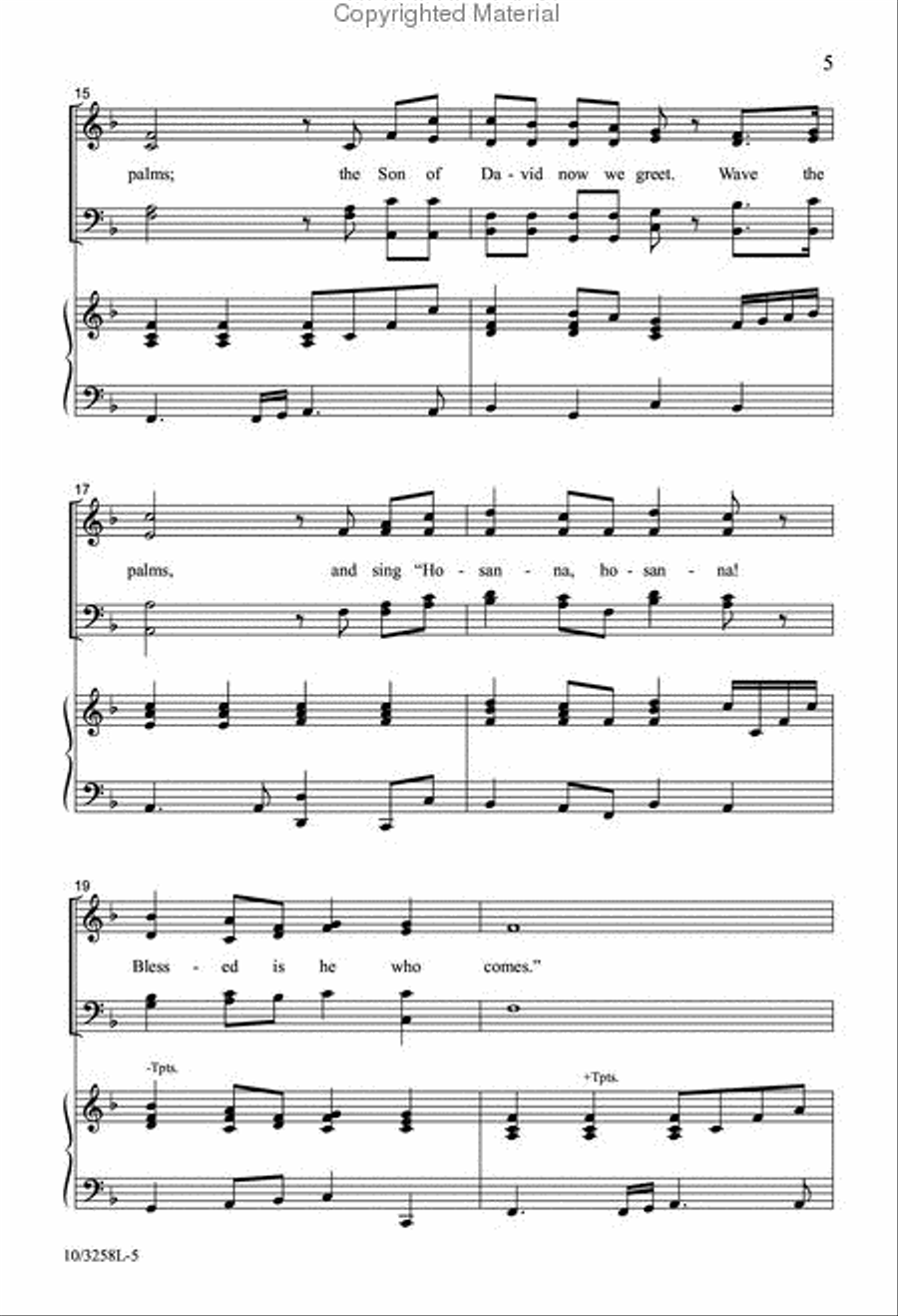 Wave the Palms, Hosanna! Wave the Palms, Hosanna! 4-Part scores gallery preview page 4