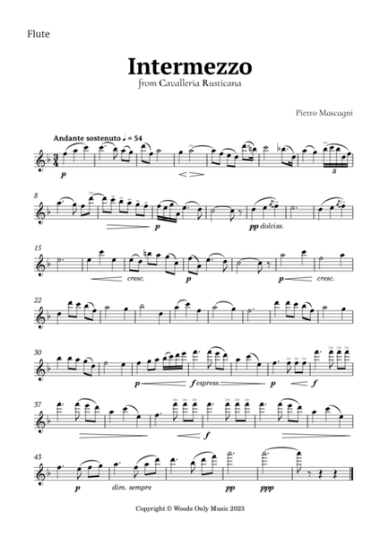 Intermezzo from Cavalleria Rusticana by Mascagni for Woodwind Quintet image number null