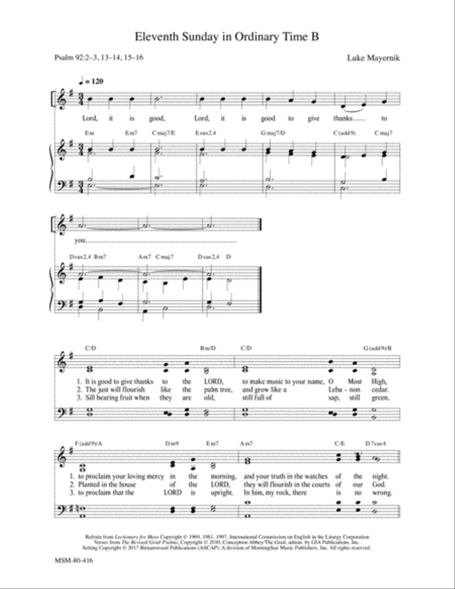 Eleventh Sunday in Ordinary Time B 4-Part scores gallery preview page 1
