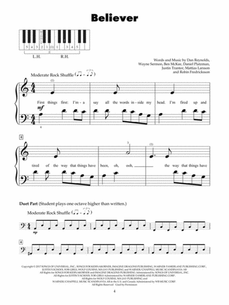 Today's Hits for Five-Finger Piano