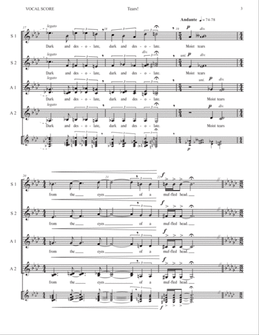 Tears! - for A cappella Women's Chorus (SSAA) - Winner of 2017 Best Secular Choral Composition SSAA scores gallery preview page 4