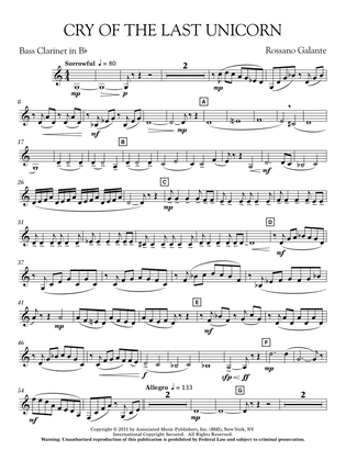 Cry Of The Last Unicorn - Bb Bass Clarinet