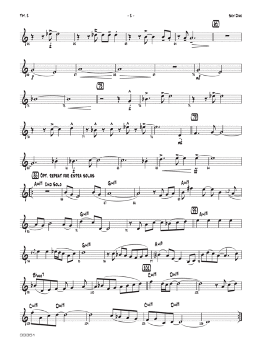Sky Dive: 2nd B-flat Trumpet Jazz Ensemble scores gallery preview page 2