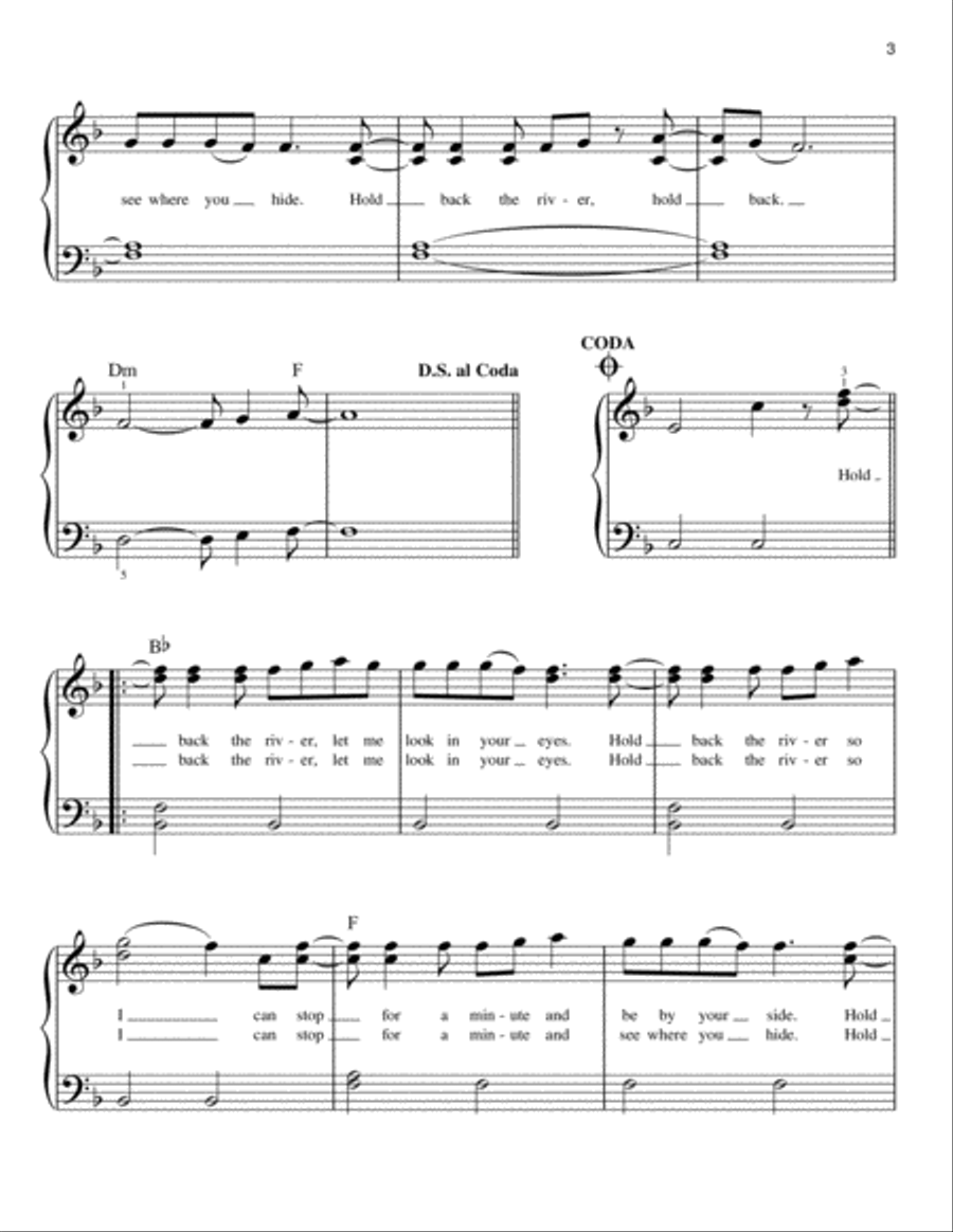 Hold Back The River Easy Piano scores gallery preview page 3