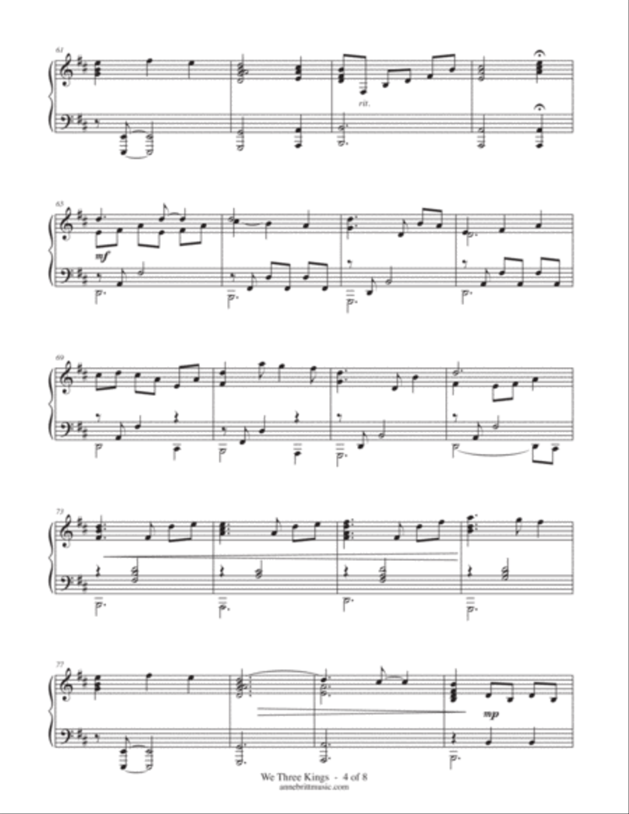 We Three Kings (intermediate piano solo) Piano Solo scores gallery preview page 4