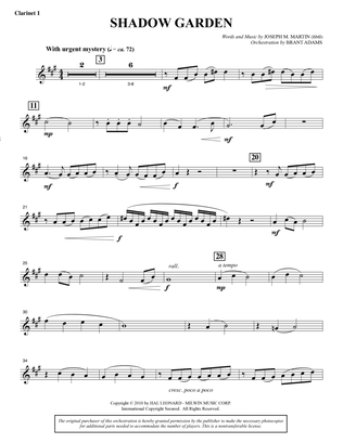 Shadow Garden (Full Orchestra) - Bb Clarinet 1