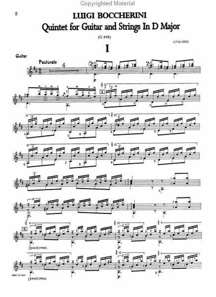 Boccherini - Guitar Quintet No. 4 in D, "Fandango" image number null