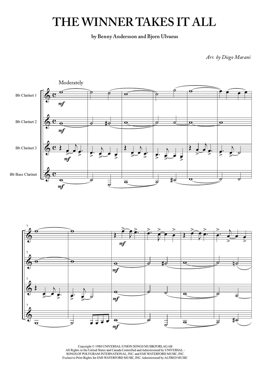 The Winner Takes It All Woodwind Quartet scores gallery preview page 3