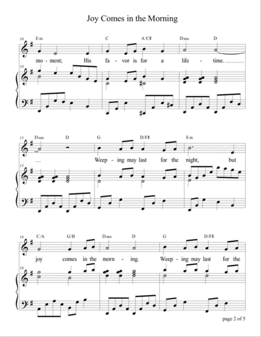 Joy Comes in the Morning (Psalm 30) Voice scores gallery preview page 5