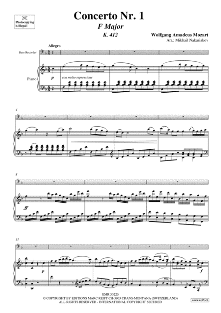 Concerto No. 1 Bass Recorder scores gallery preview page 4