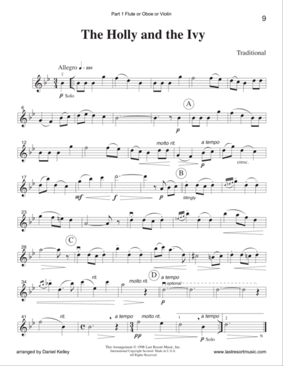 Holly and the Ivy, The for Woodwind Trio or Clarinet Trio Clarinet Trio scores gallery preview page 3