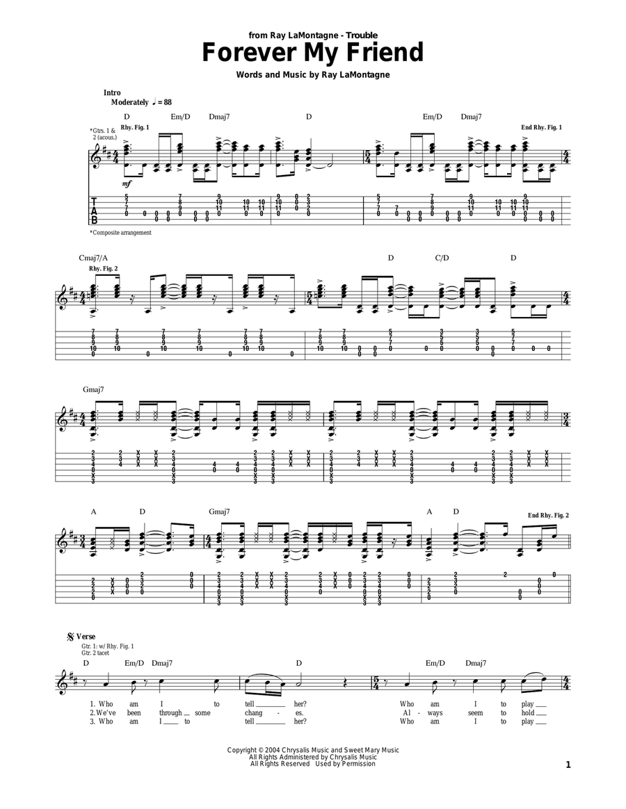 Forever My Friend Acoustic Guitar scores gallery preview page 1