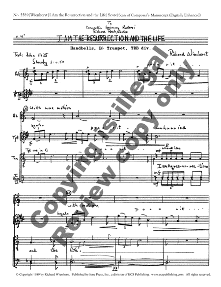 I Am the Rusurrection and the Life (Full Score/Choral Score)