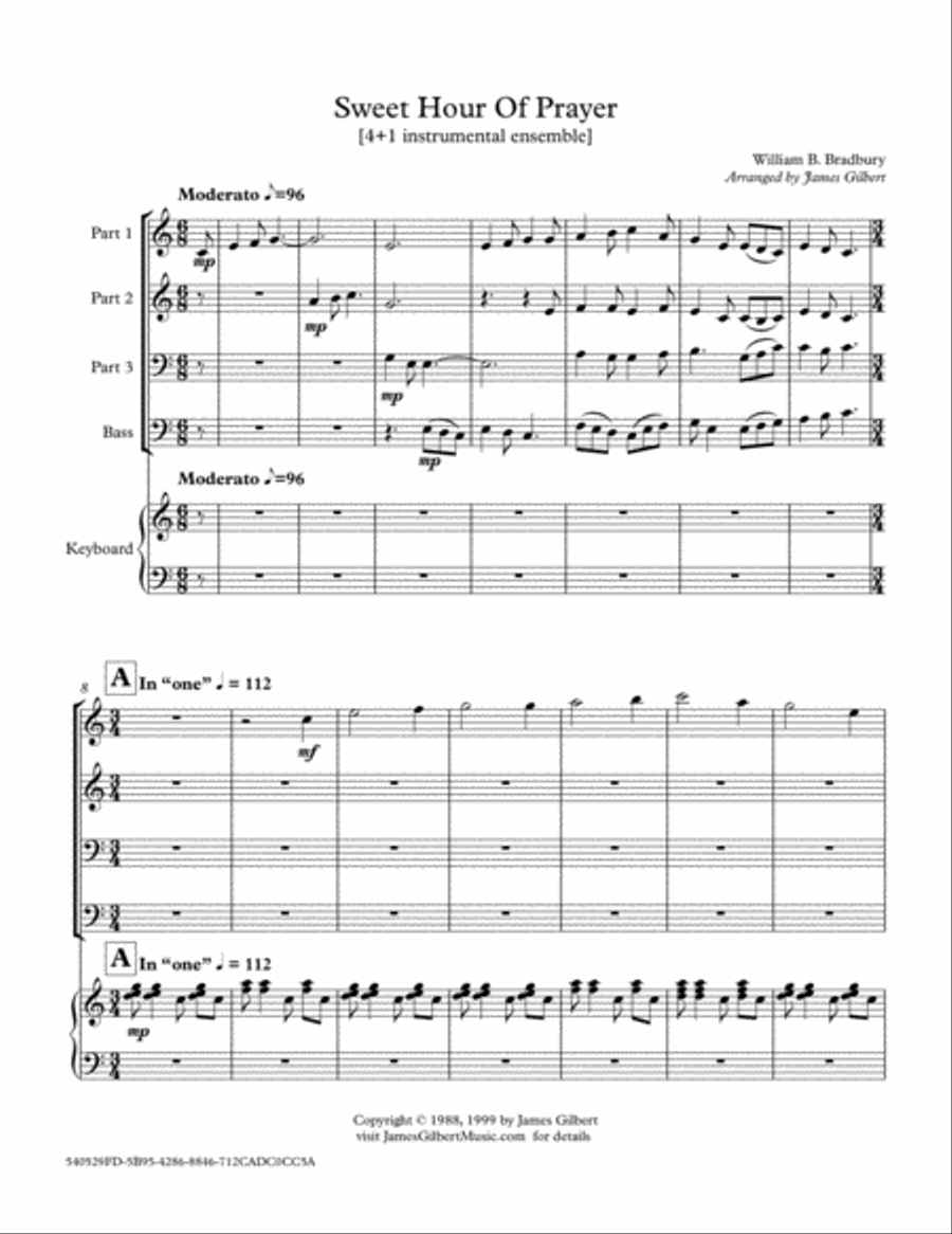 Sweet Hour Of Prayer Small Ensemble scores gallery preview page 1