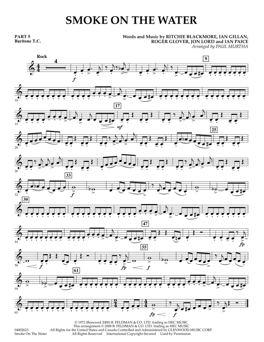 Smoke on the Water - Pt.5 - Baritone T.C. Concert Band scores gallery preview page 1