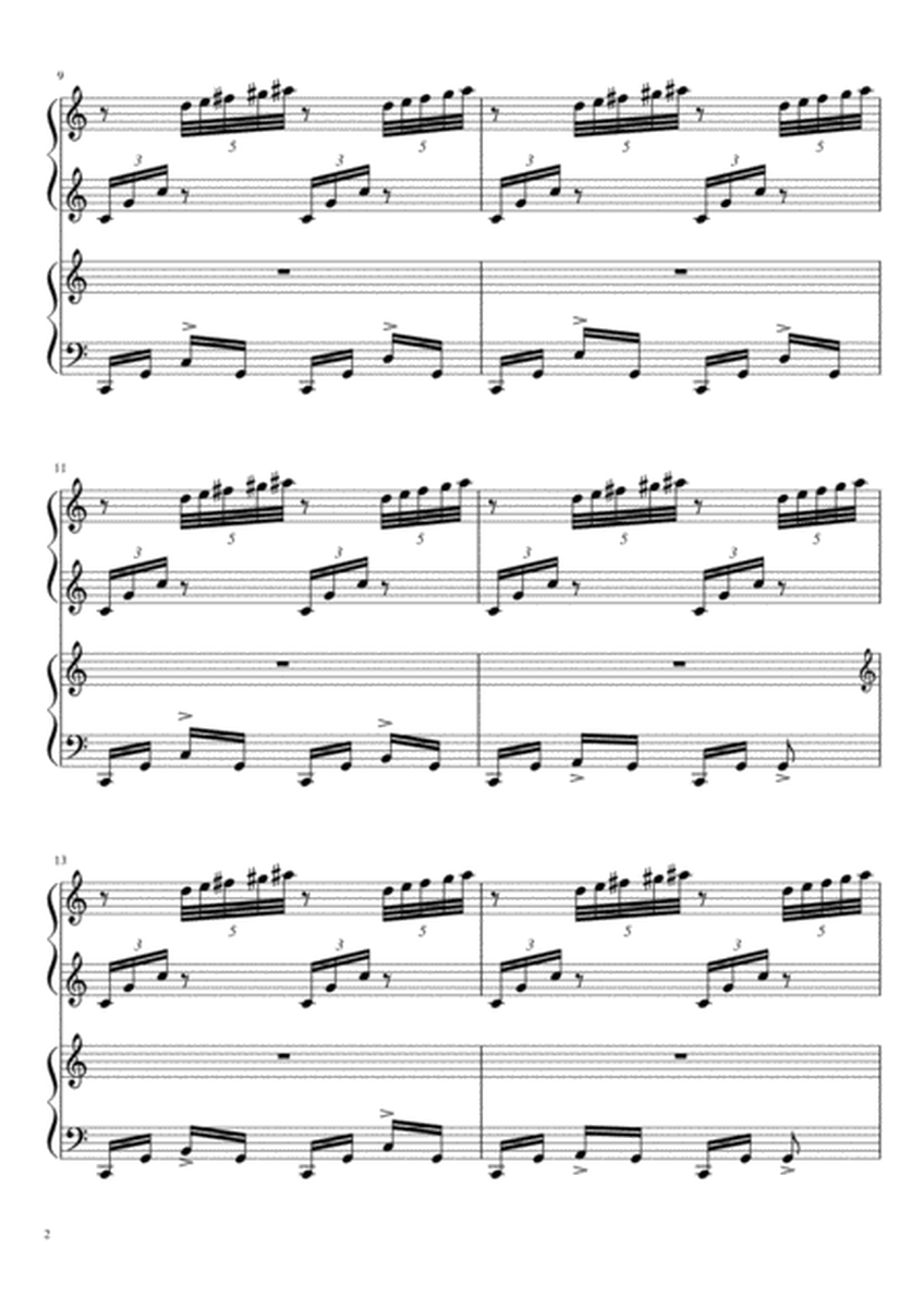 Three easy pieces for piano four hands
