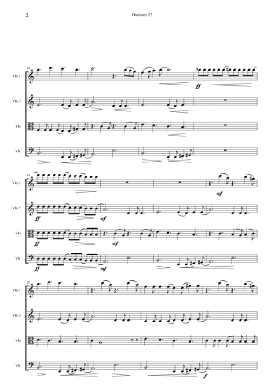 Ostinato 12 for string quartet String Quartet scores gallery preview page 2