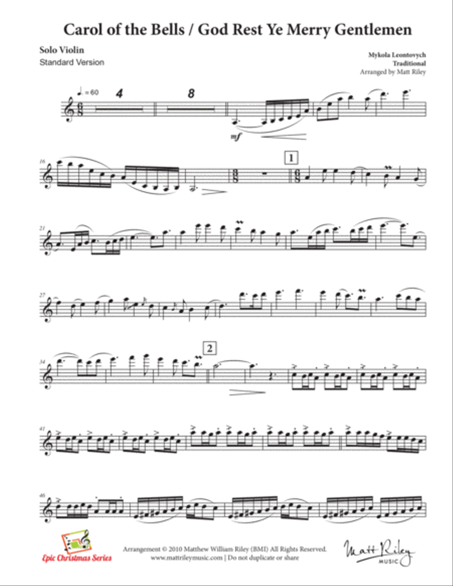 Carol of the Bells - Violin Violin Solo scores gallery preview page 2
