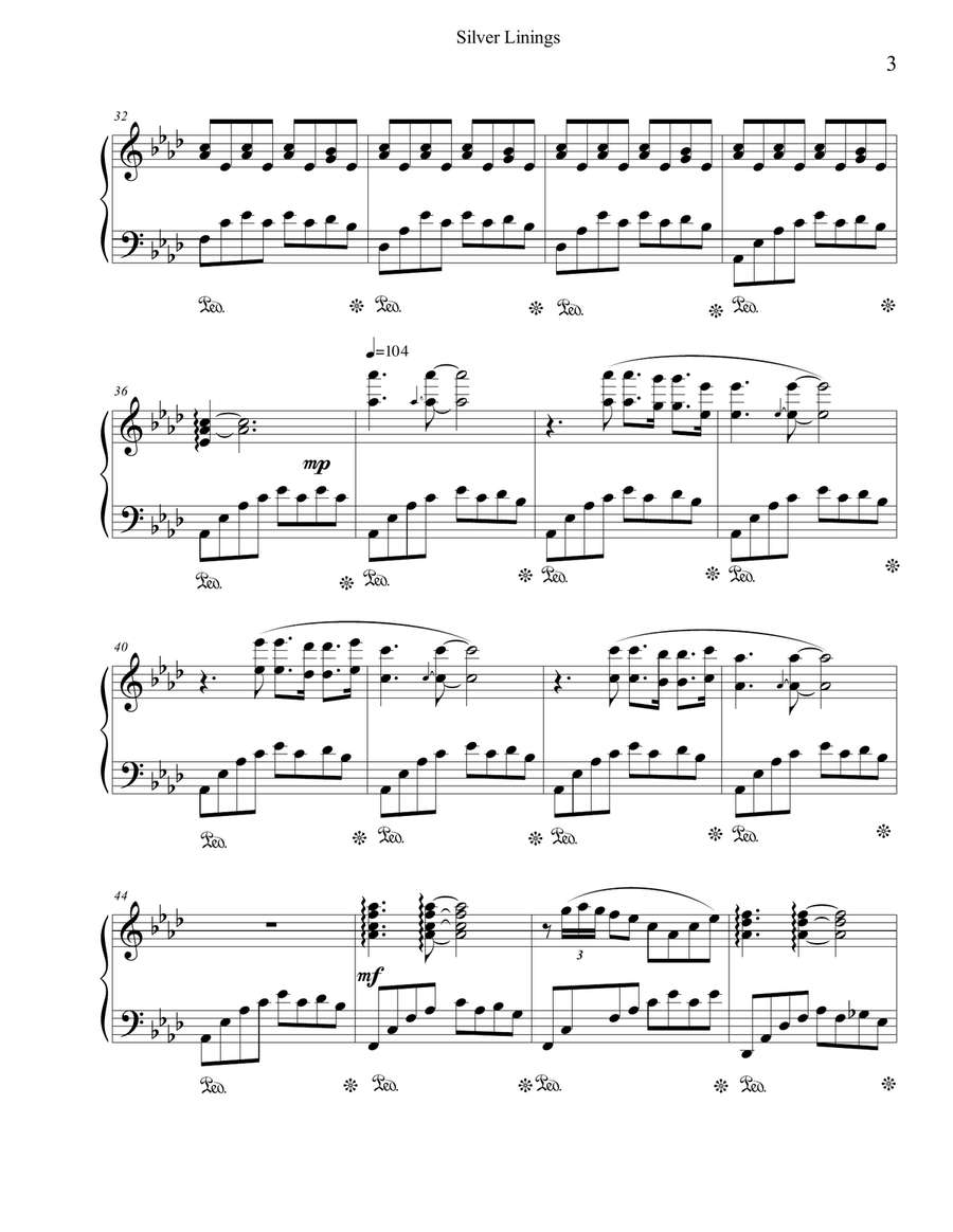 Silver Linings Piano Solo scores gallery preview page 3