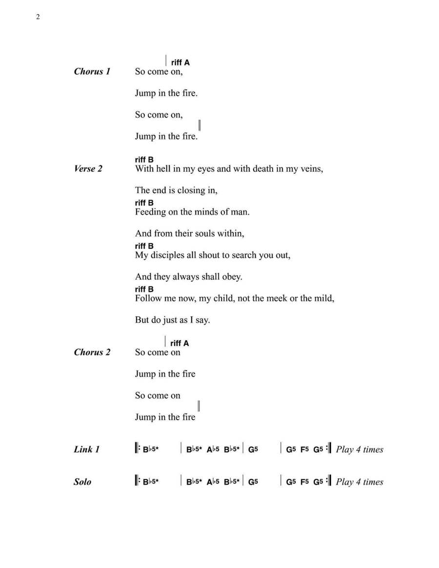 Jump In The Fire Electric Guitar scores gallery preview page 2