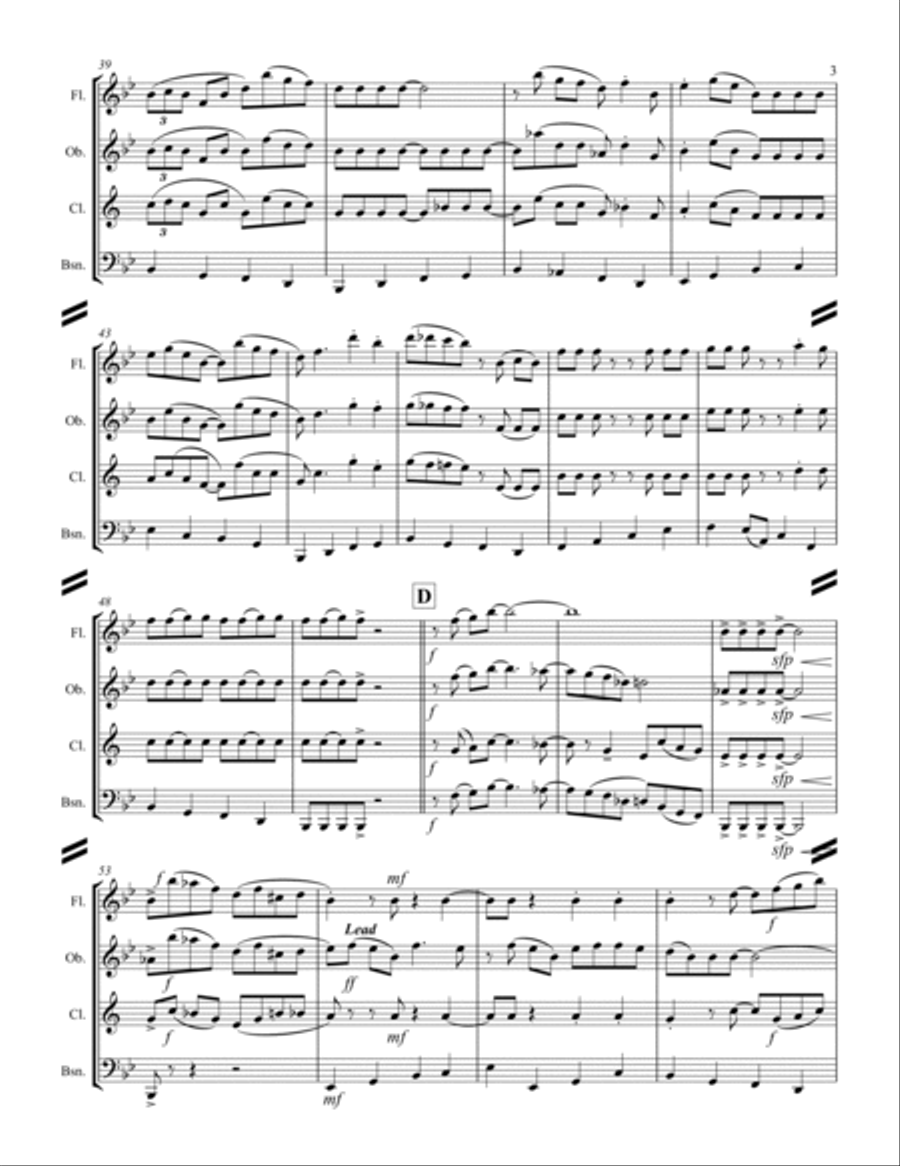 Boogie Woogie Bugle Boy Woodwind Quartet scores gallery preview page 4
