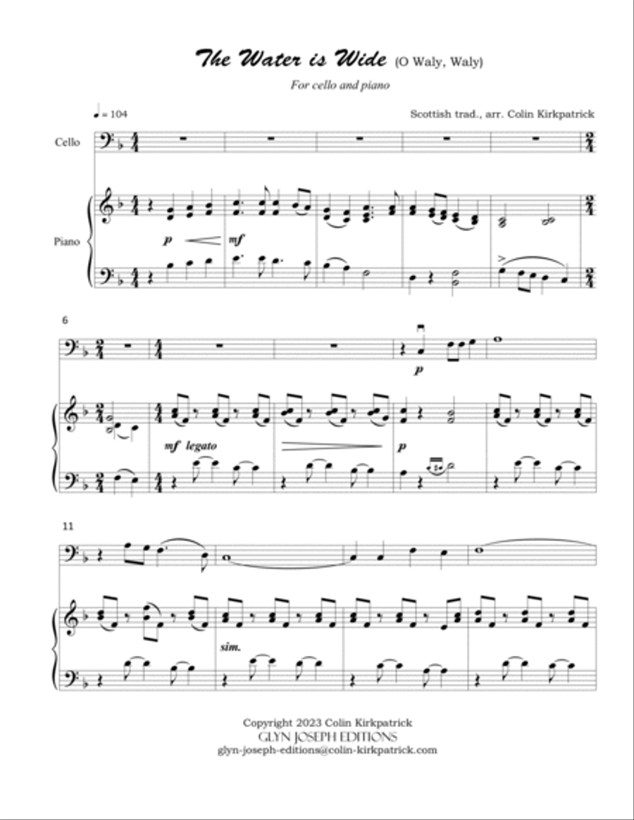 The Water is Wide (for cello and piano) Piano scores gallery preview page 2