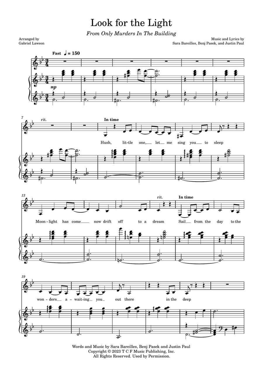 Look For The Light Alto Voice scores gallery preview page 1