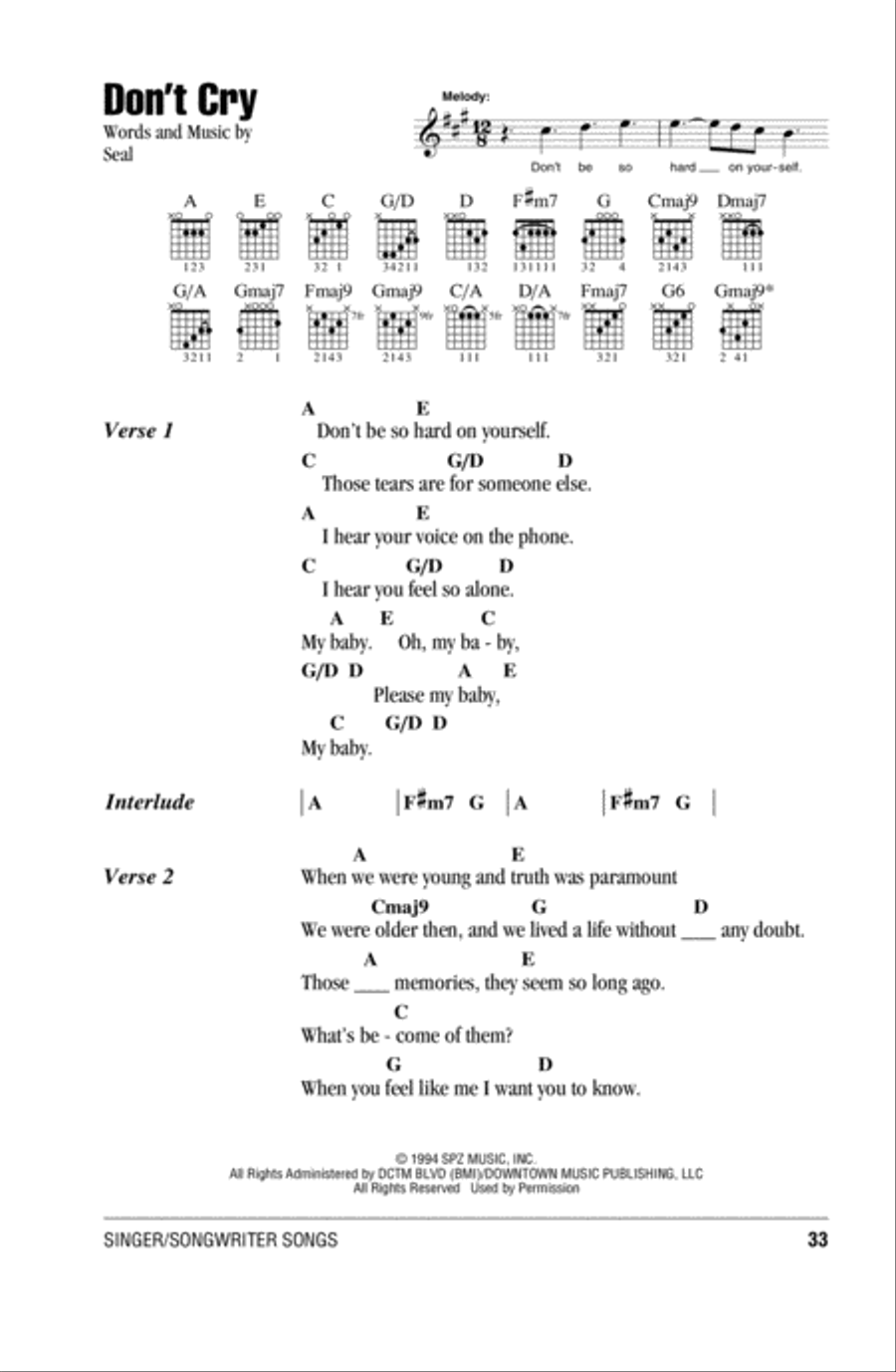 Don't Cry Acoustic Guitar scores gallery preview page 1
