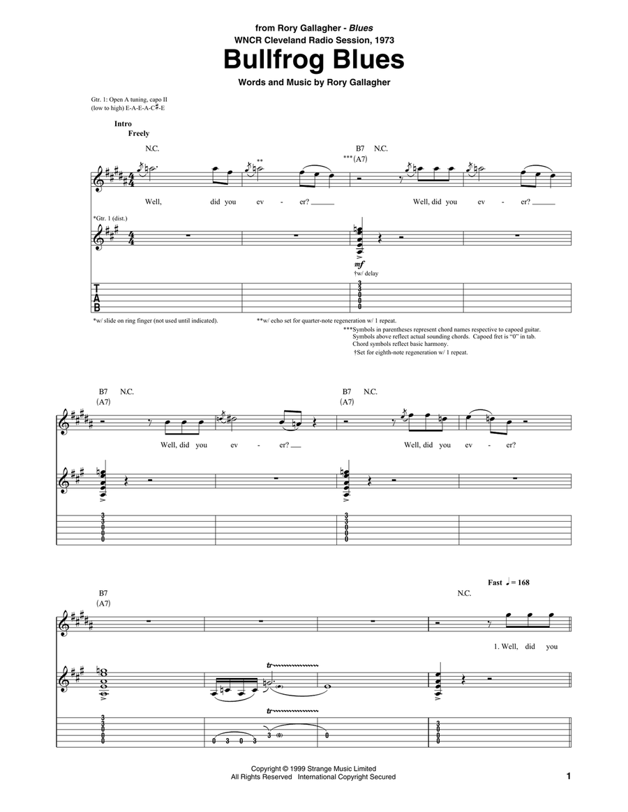 Bullfrog Blues Bullfrog Blues Electric Guitar scores gallery preview page 1