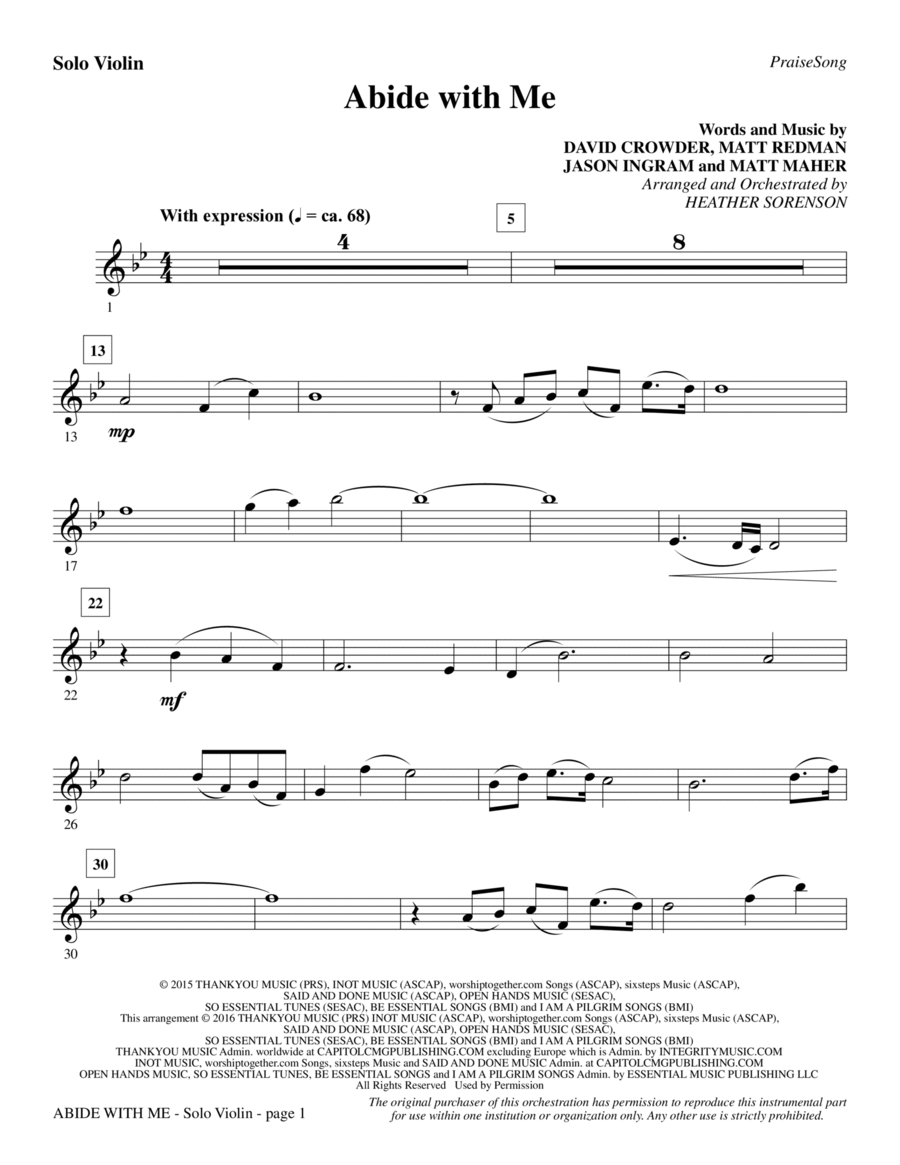 Abide with Me - Solo Violin Choir scores gallery preview page 1