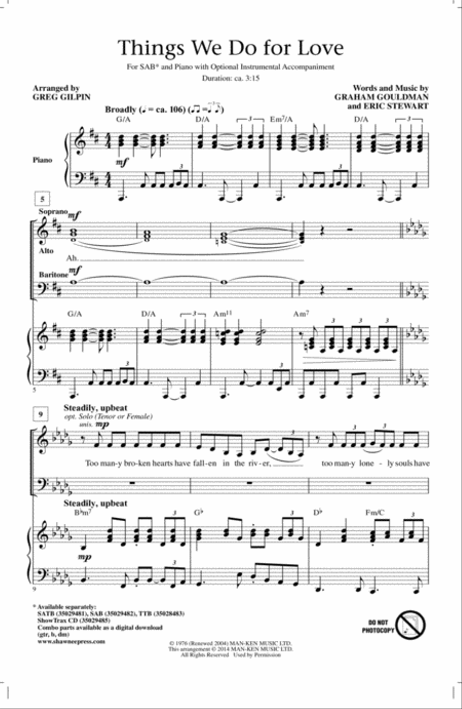 Things We Do For Love 3-Part scores gallery preview page 1