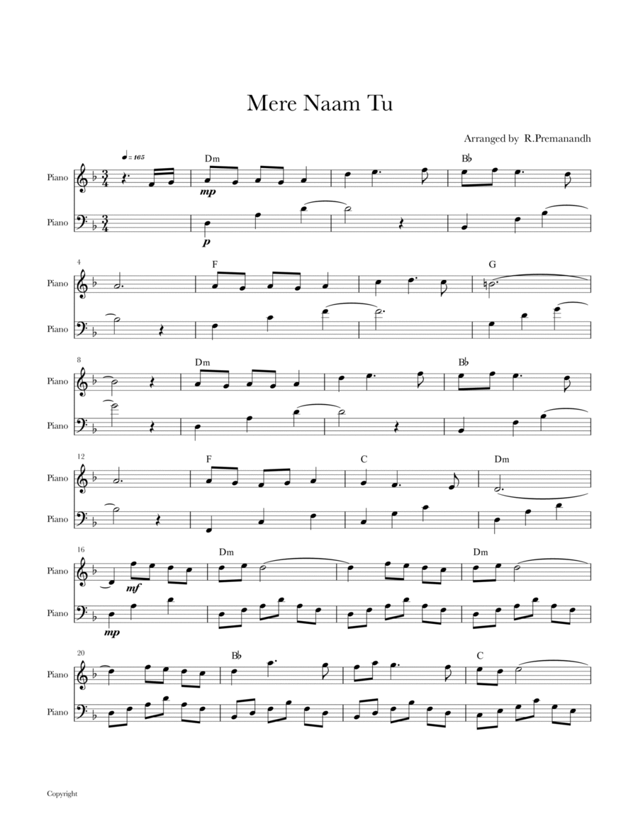 Aandhi Piano Solo scores gallery preview page 1