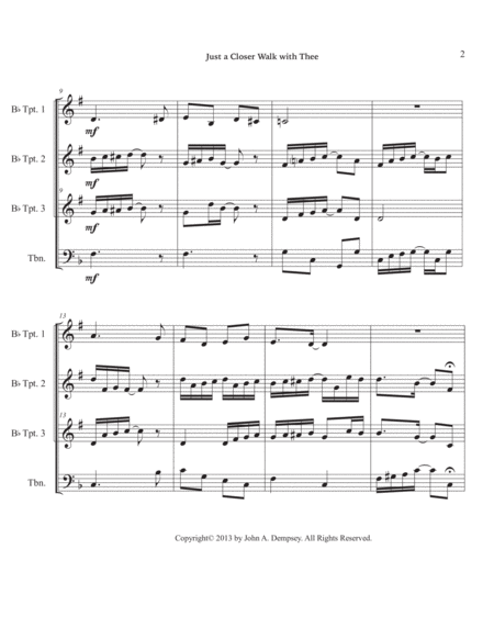 Just a Closer Walk with Thee (Brass Quartet): Three Trumpets and Trombone image number null