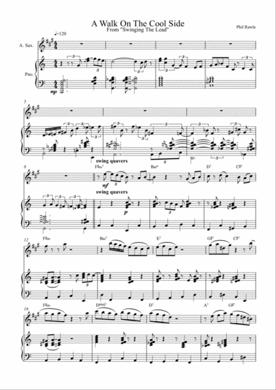 A Walk On The Cool Side - Alto Sax Solo Alto Saxophone scores gallery preview page 1