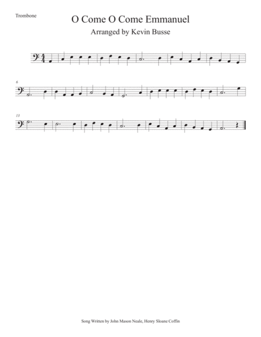 O Come O Come Emmanuel (Easy key of C) Trombone image number null