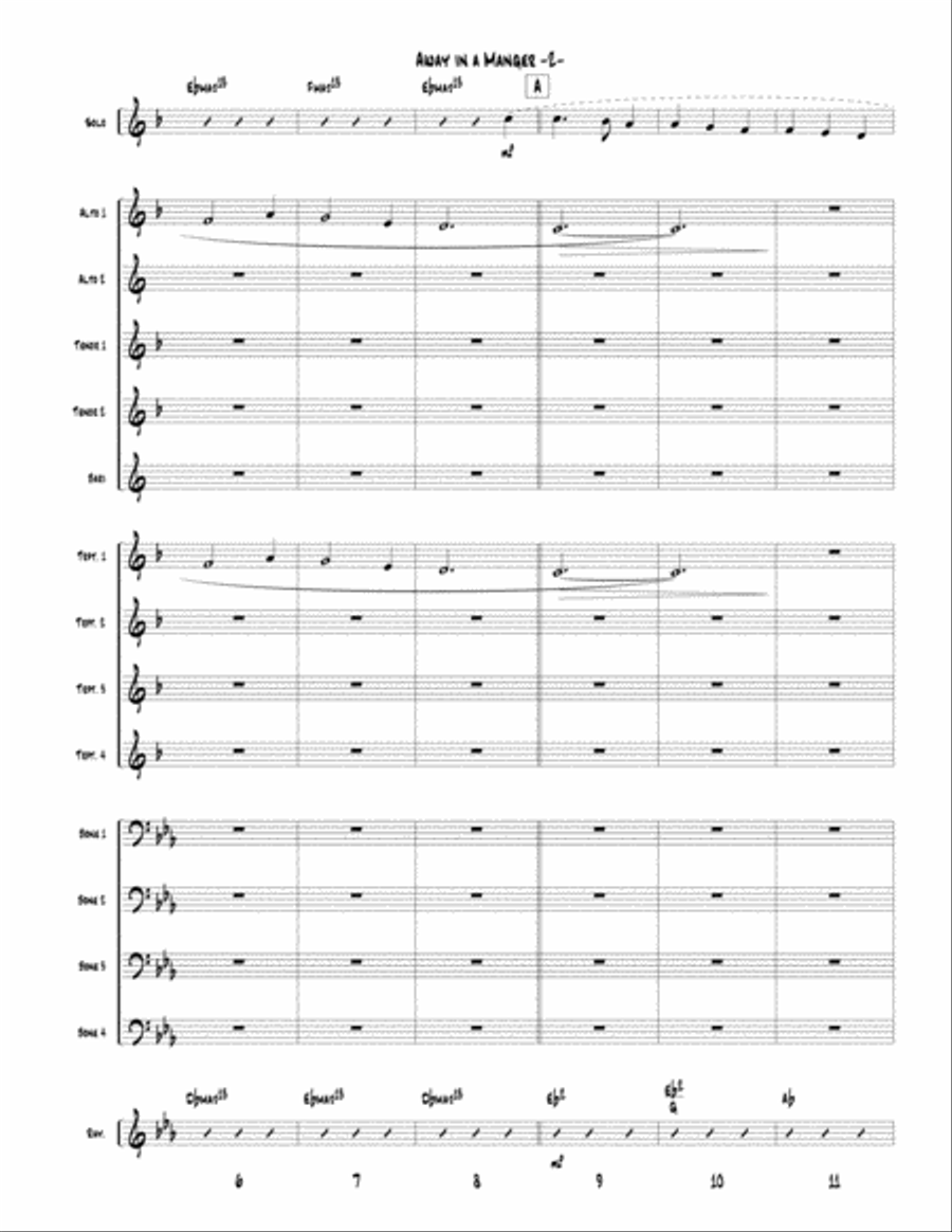 Away In a Manger for Little Big Band up to Full Big Band Jazz Ensemble scores gallery preview page 2