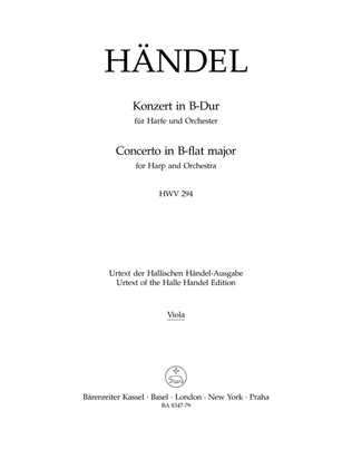 Book cover for Concerto for Harp and Orchestra B flat major, Op. 4/6 HWV 294