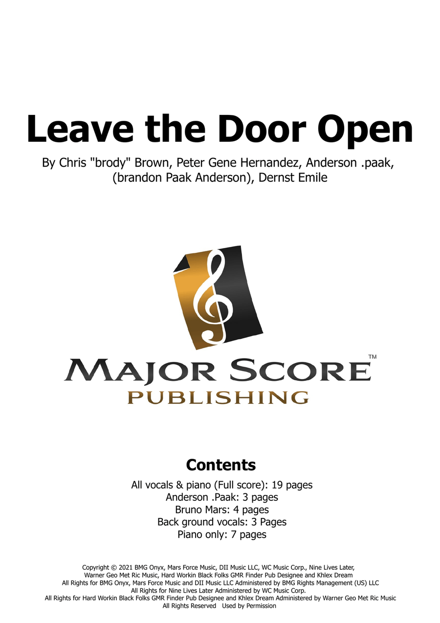 Leave The Door Open Piano, Vocal scores gallery preview page 1