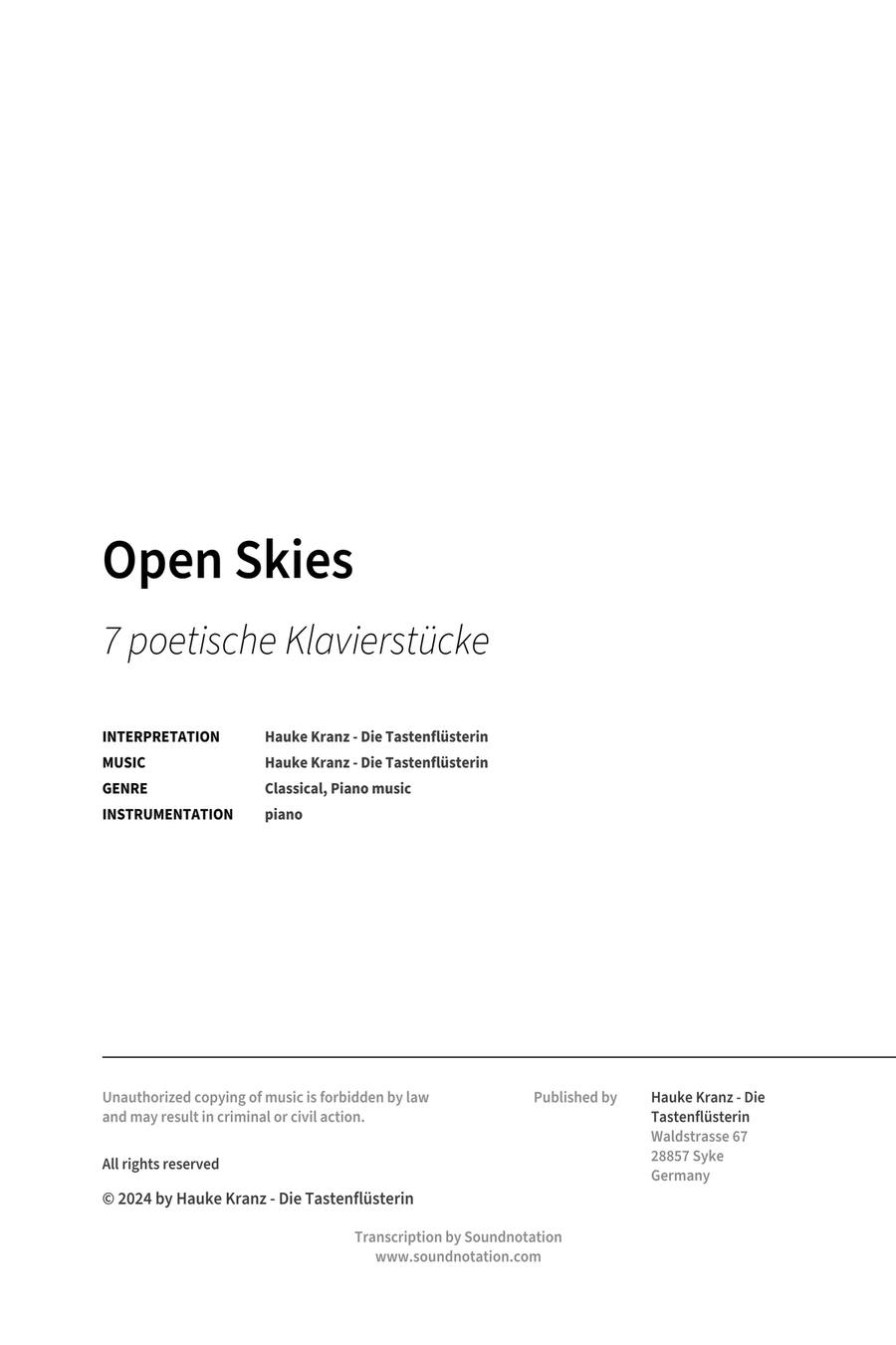 Open Skies Open Skies Piano Solo scores gallery preview page 2