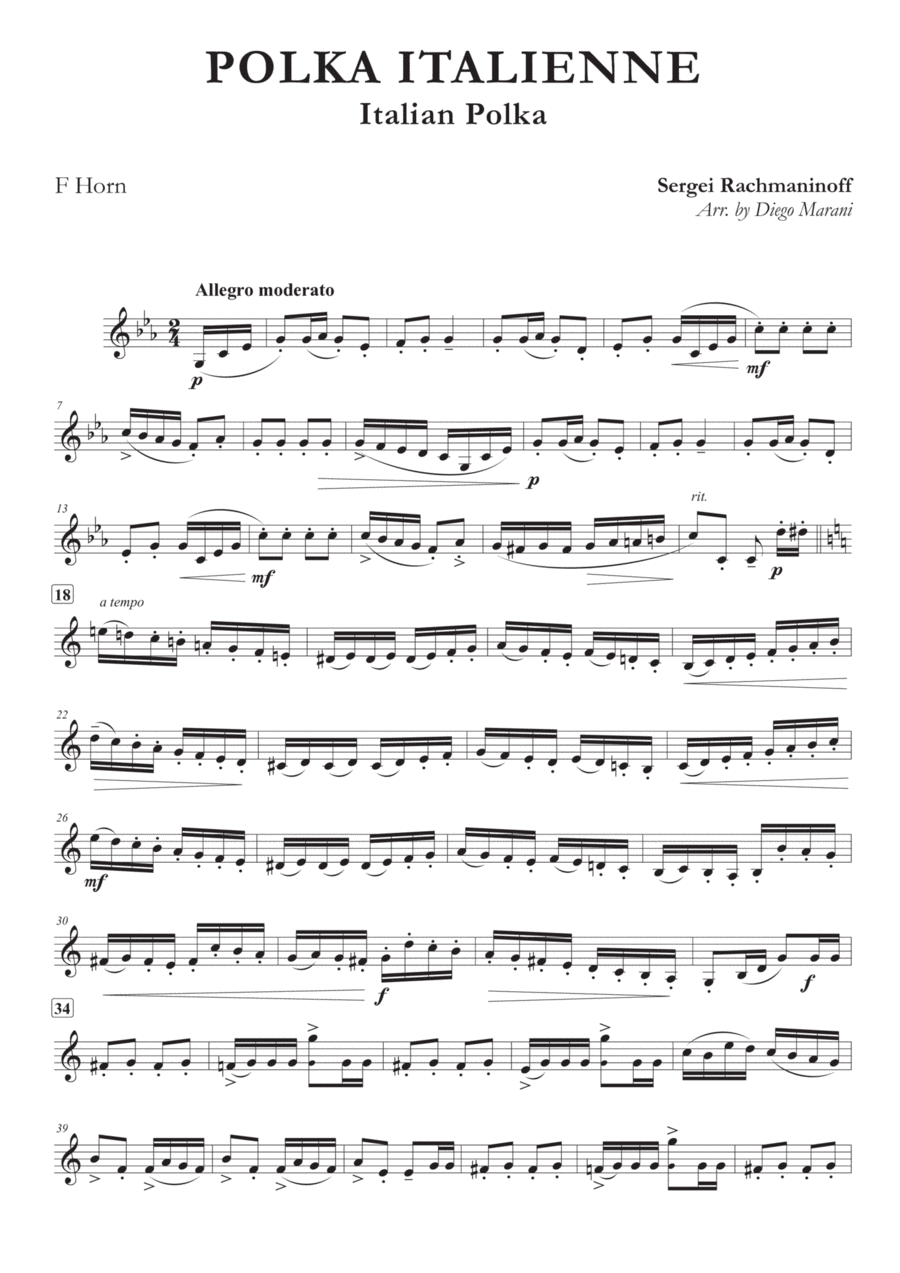 Italian Polka for Horn & Piano Horn scores gallery preview page 1