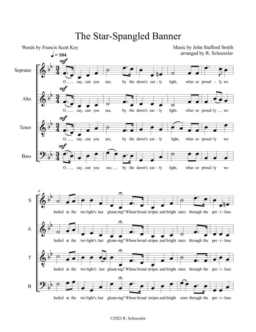 The Star-Spangled Banner 4-Part scores gallery preview page 1